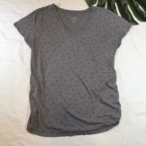 ISABEL MATERNITY | v-neck gray cherry print tee